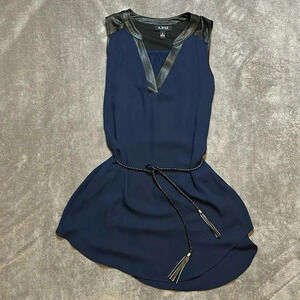 A. Byer Black and Blue Tank Top with Faux Leather Accents | Faux Leather | Black